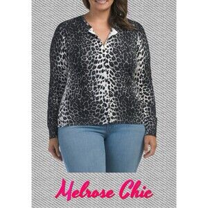 "Melrose Chic" Women’s Cardigan Sweater Top Animal/Cheetah Print Large NWT